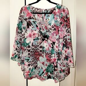 JENNIFER LOPEZ Floral Lace-Up Women's Top